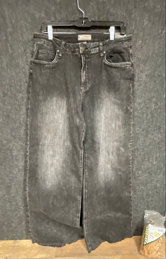KUT from the Kloth Women's Gray Acid Wash Wide Leg Raw Hem Jeans Sz 12 NWT