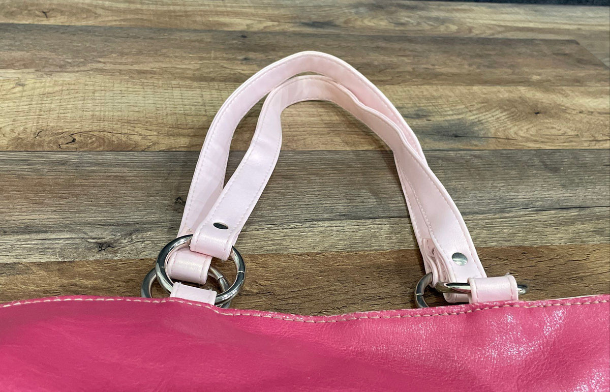Fashion Express Pink Leather Tote Bag Large Letter R Shoulder Bag