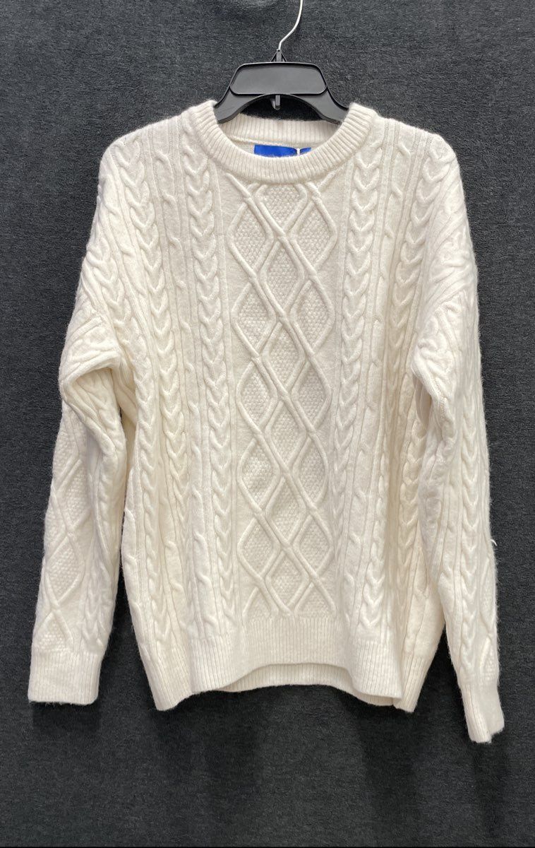 Aelfric Eden Men's Cream Cable Knit Oversized Crewneck Sweater Size M NWT