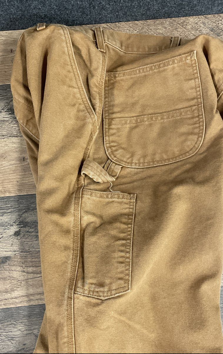 Carhartt Men's Brown Washed Duck Work Dungaree Carpenter Pants Heavyweight