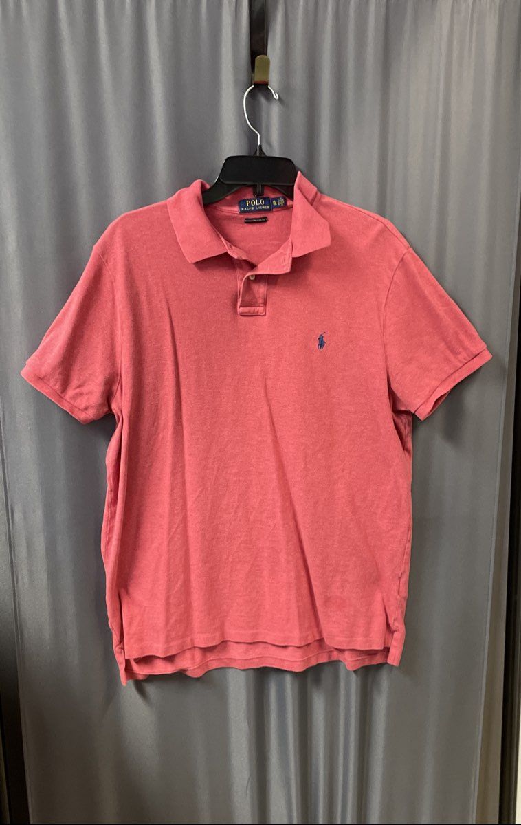 Polo Ralph Lauren Men's Red Custom Slim Fit Pique Cotton Golf Shirt XL