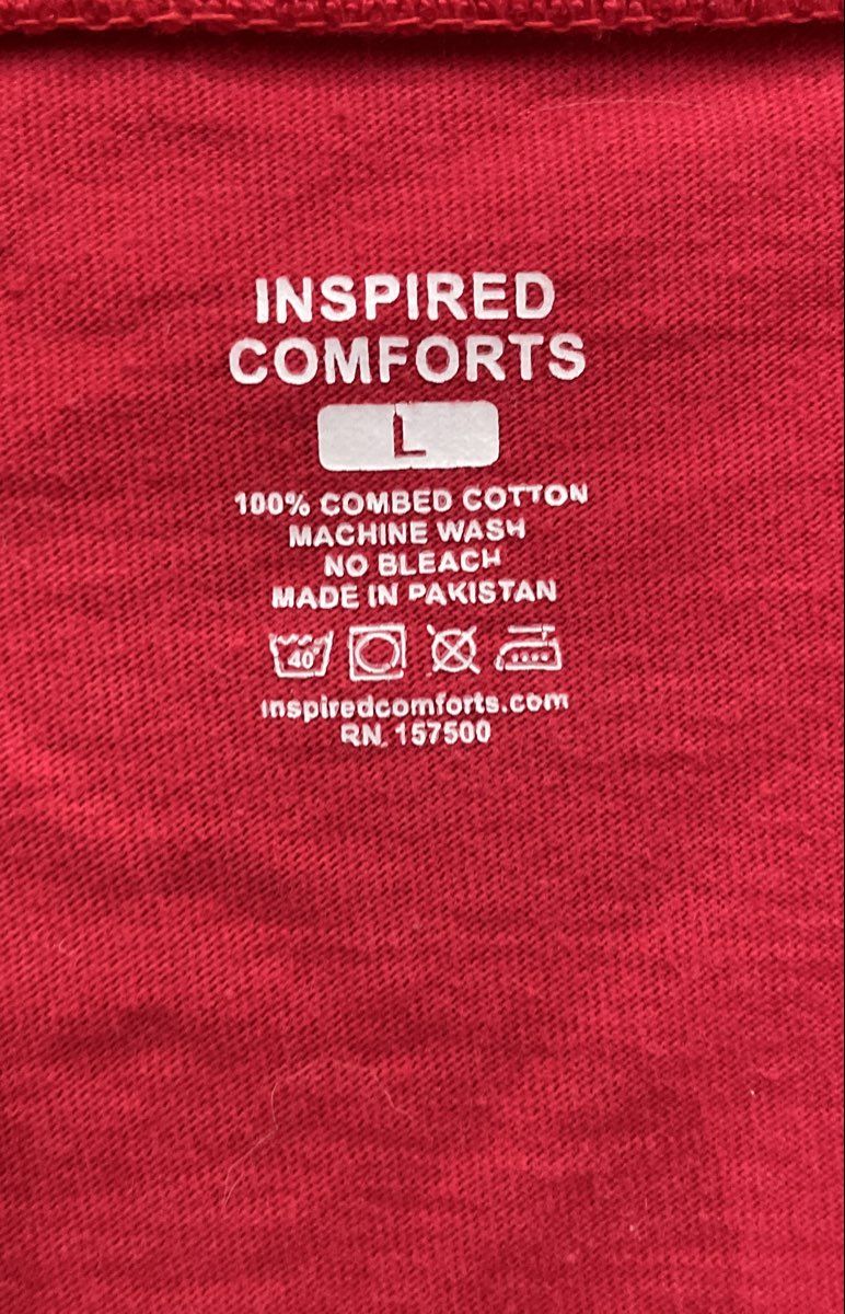 Inspired Comforts Men's Red Adaptive Side Snap Post Surgery T-Shirt V-Neck Sz L