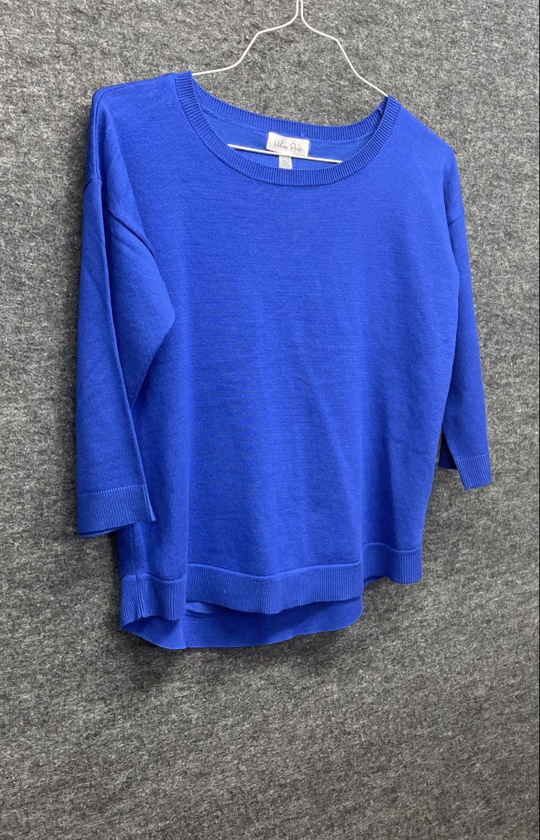 Melissa Paige Women's Cobalt Blue Button Back 3/4 Sleeve Sweater Sz M NWT