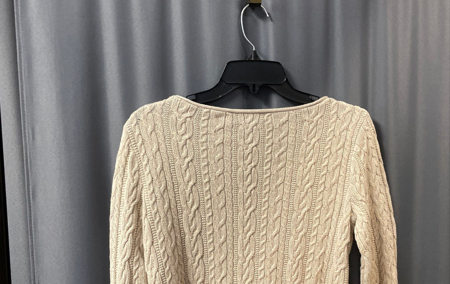 Lauren Jeans Co. Ralph Lauren Women's Beige Cable Knit Cotton Sweater Sz M
