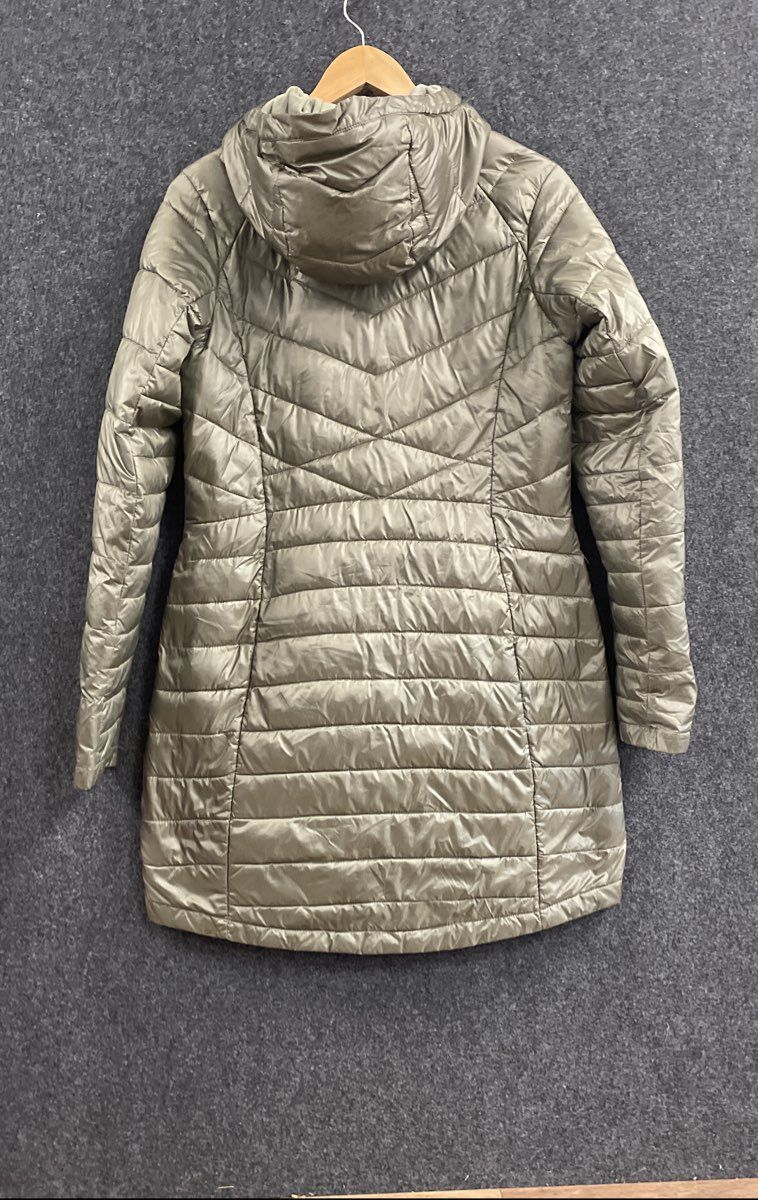 Columbia Women's Joy Peak Mid Hooded Jacket Olive Green Omni-Heat Puffer Sz S