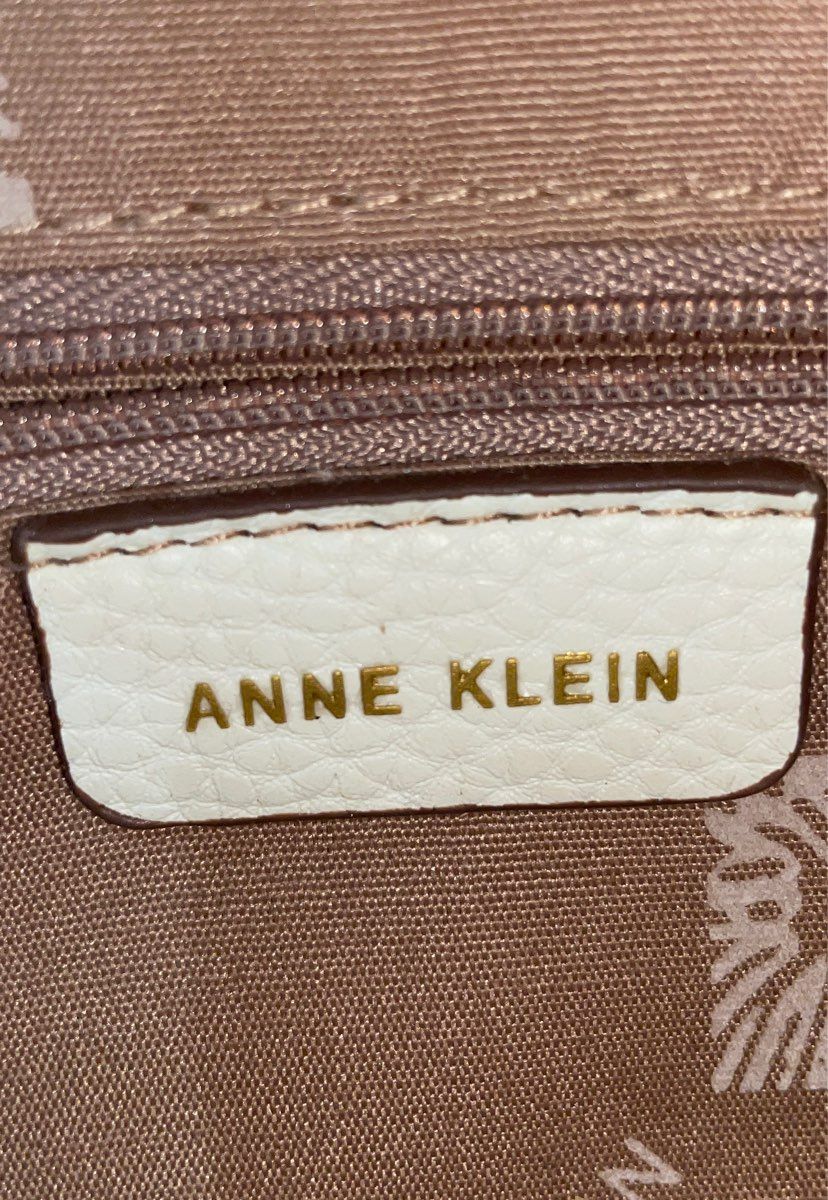 Anne Klein White Pebbled Satchel Handbag Snake Print Scarf Gold Hardware