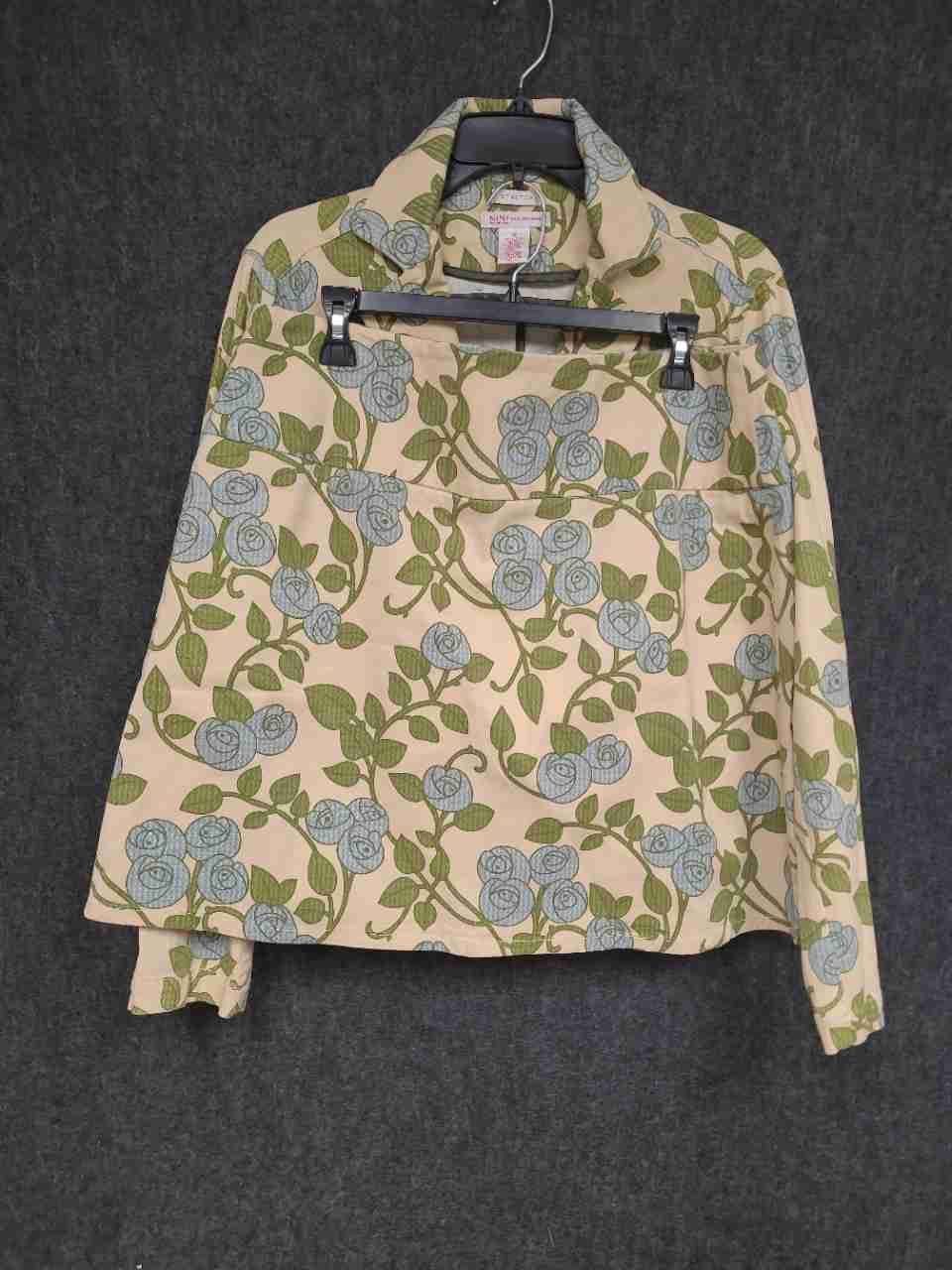 Nine & Co. Weekend Women's Blue Green Floral 2 Piece Blazer Skirt Set Sz 12