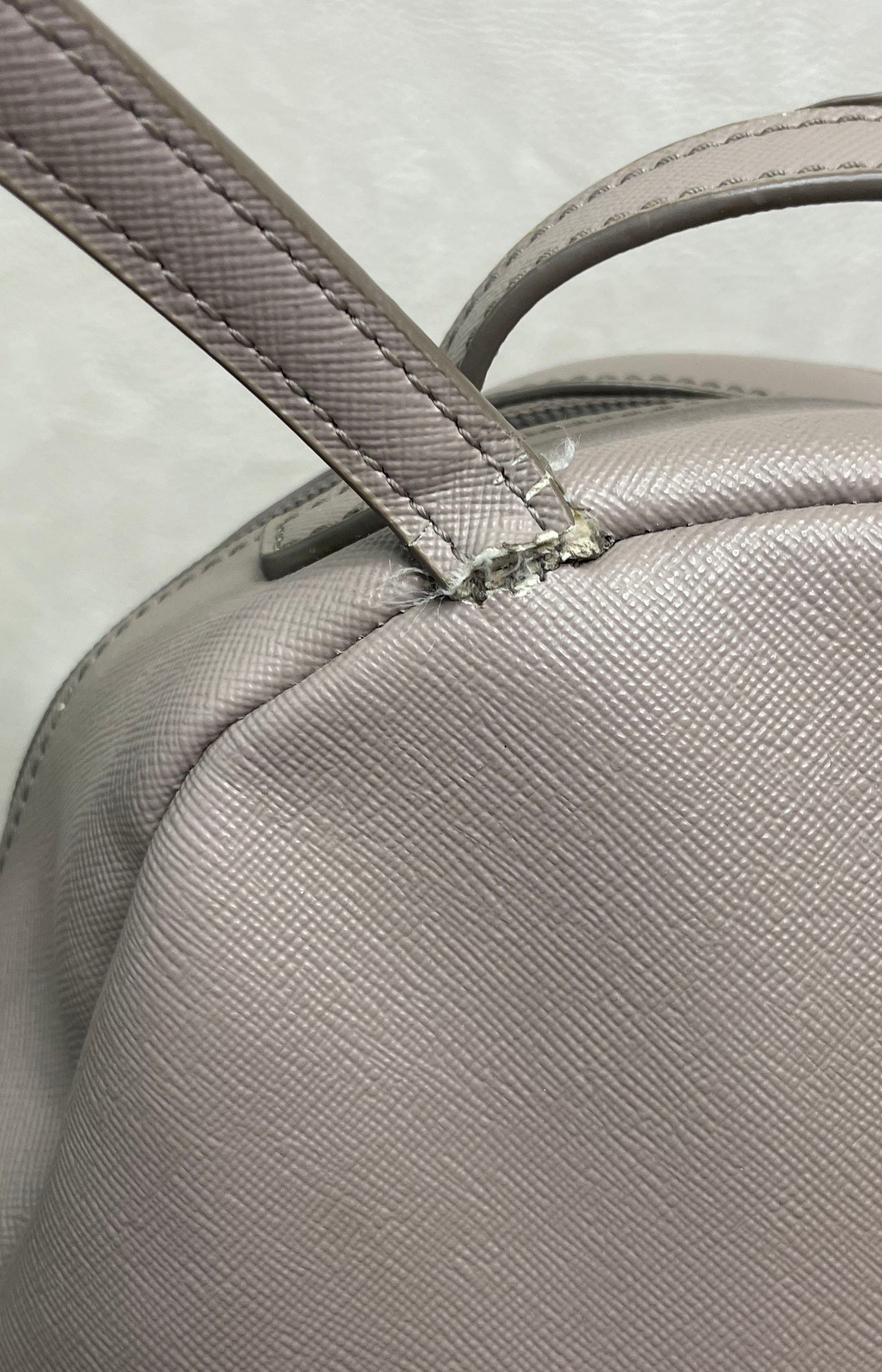 Kate Spade Mauve Grey Saffiano Leather Glitter Small Backpack Gold Hardware