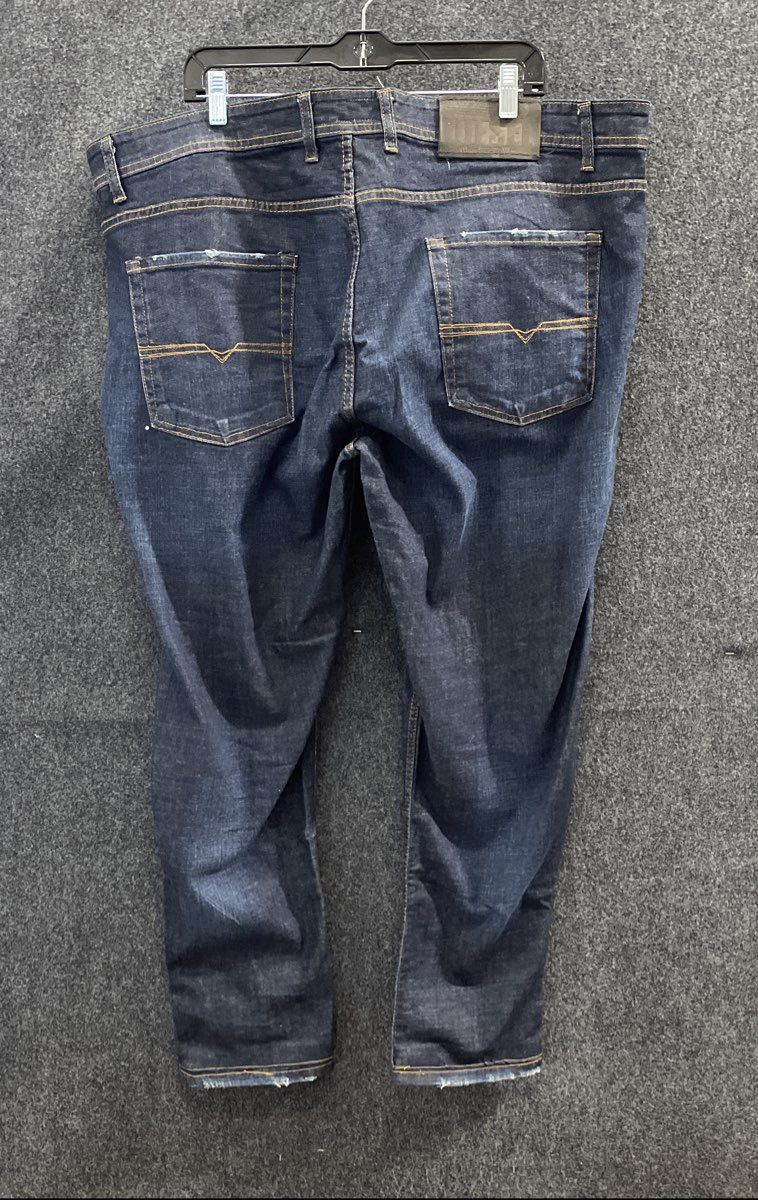 Diesel Men's Dark Blue Stretch Distressed Hem Straight Leg Jeans W44