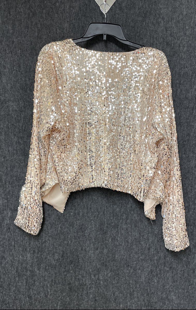 Torrid Women's Rose Gold Sequin Open Front Cropped Blazer Sz 2