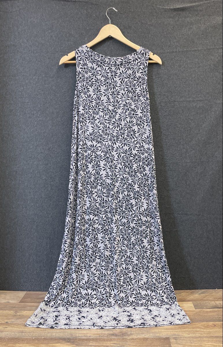 J. Jill Women's Maxi Dress Black White Floral Print Sleeveless Rayon Blend Sz XS