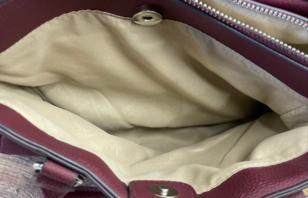 Rosetti Burgundy Floral Embroidered Satchel Crossbody Bag Silver Hardware