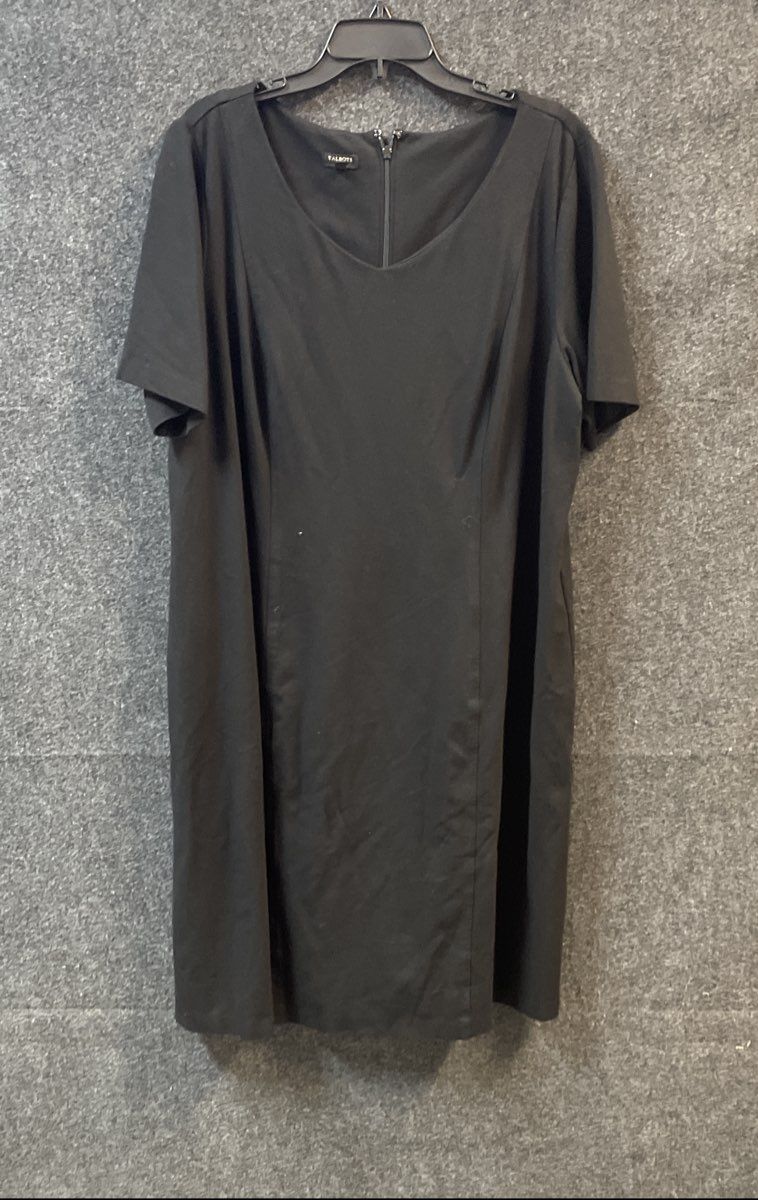 Talbots Woman Women's Black Short Sleeve V-Neck Sheath Dress Size 20W