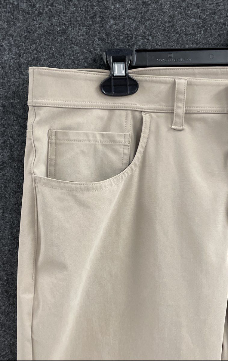Zella Men's Beige Pyrite Sorona 5-Pocket Performance Tech Pants Sz 36