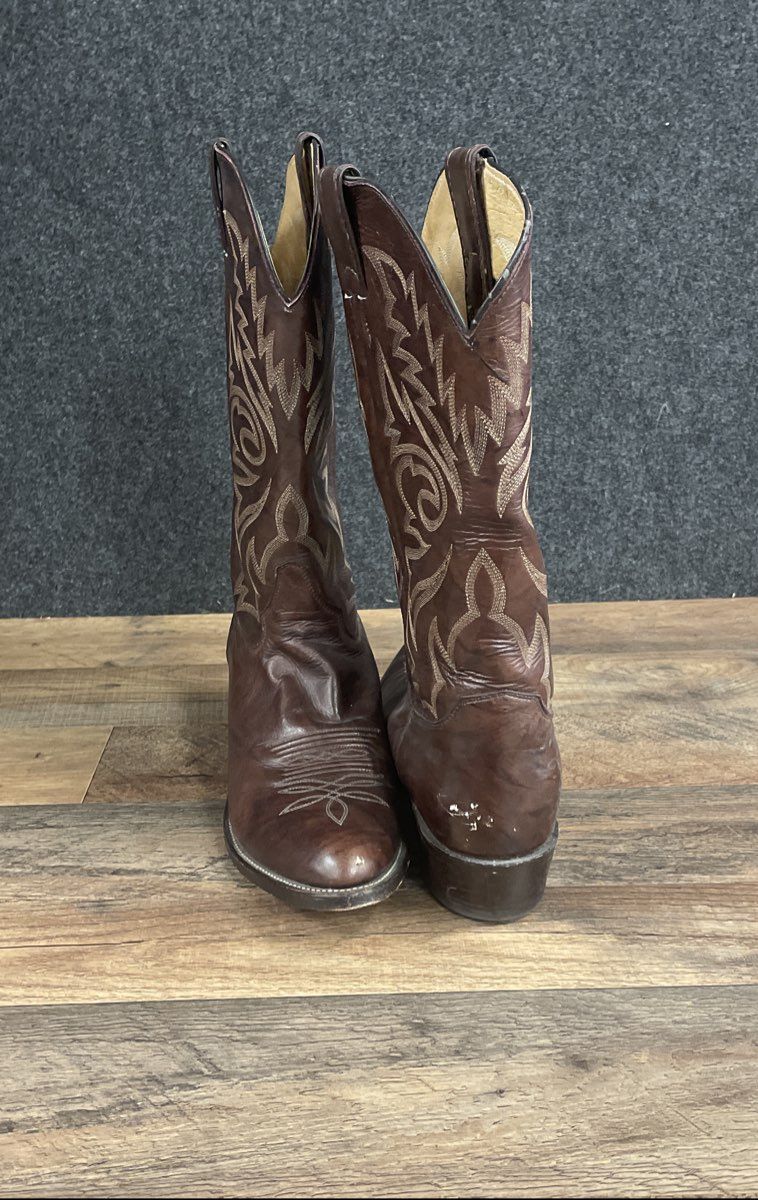 Justin 1564 Brown Leather Western Cowboy Boots Men's Size 10.5 D