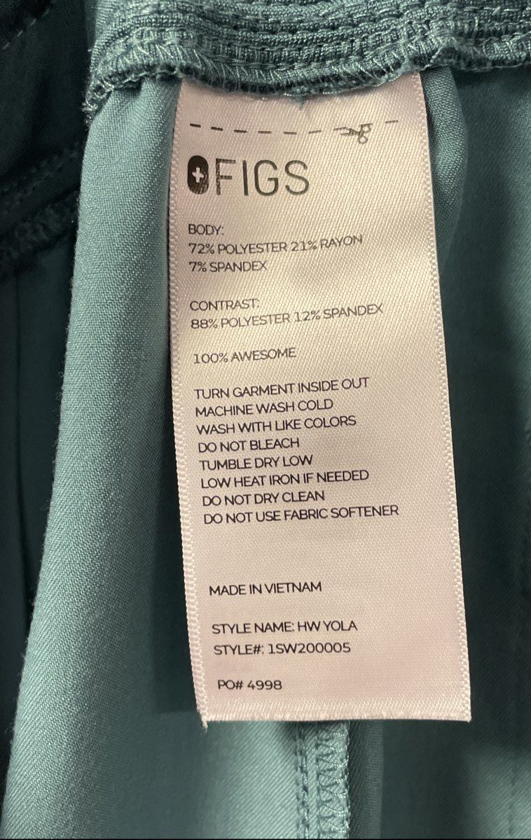 Figs Women's Teal Technical Collection Scrub Set V-Neck HW Yola Pants Sz 5XL
