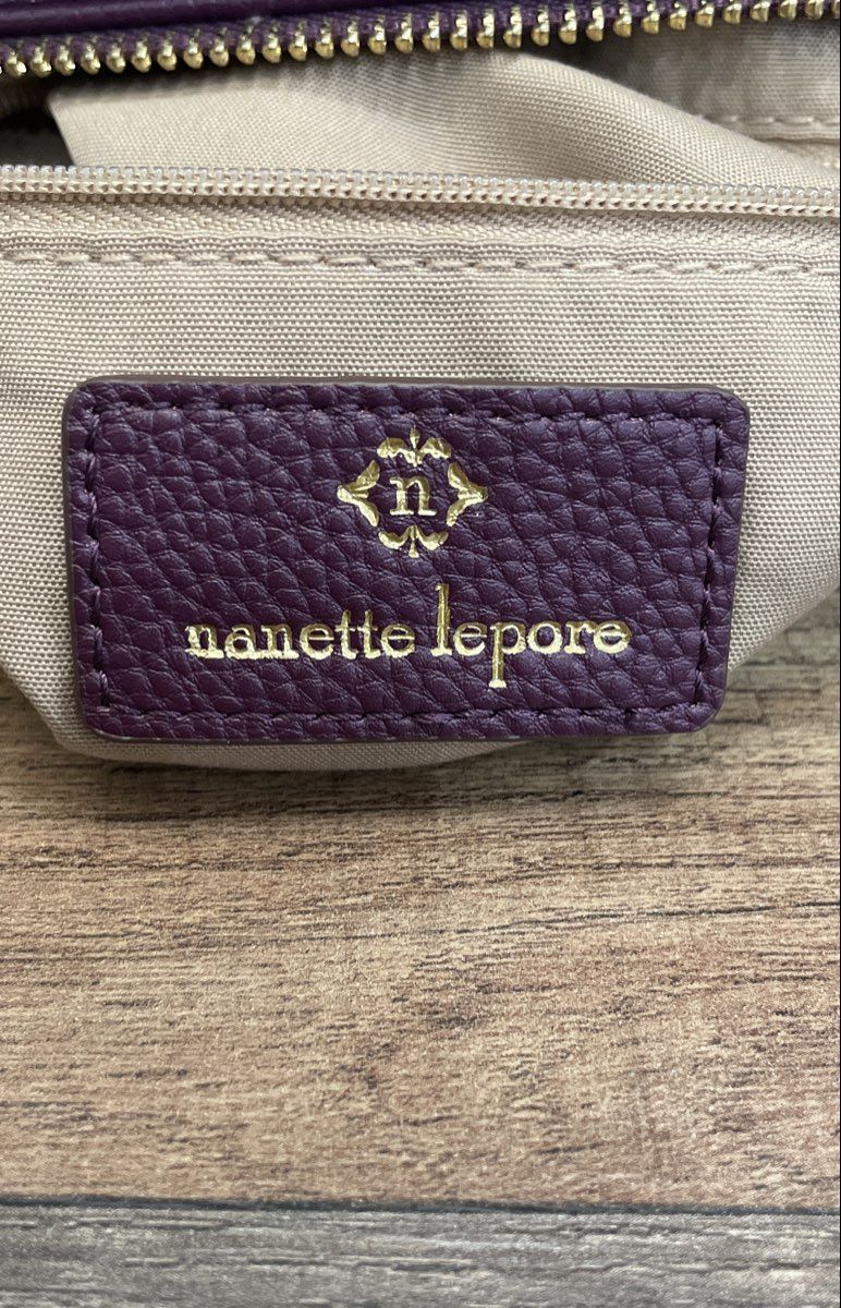 Nanette Lepore Purple Pebbled Leather Triple Zip Crossbody Shoulder Bag