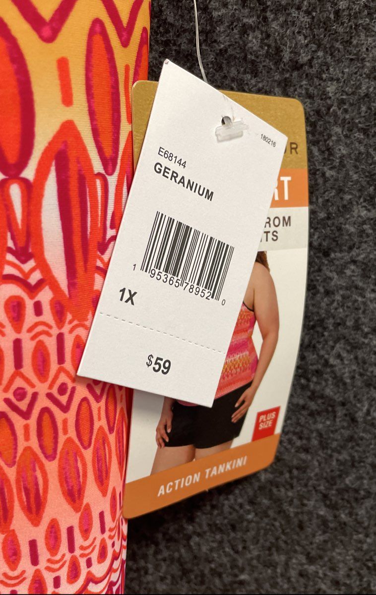 ZeroXposur Women's Geranium Action Tankini Top Racerback Geo UPF 30+ NWT 1X