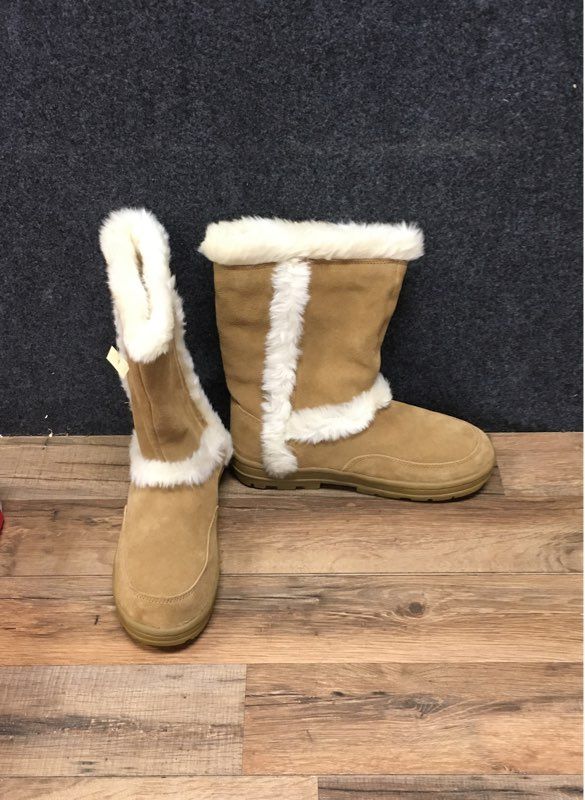 Sonoma Goods for Life Tan Faux Fur-Lined Mid Calf Leather Boots Size 8.5