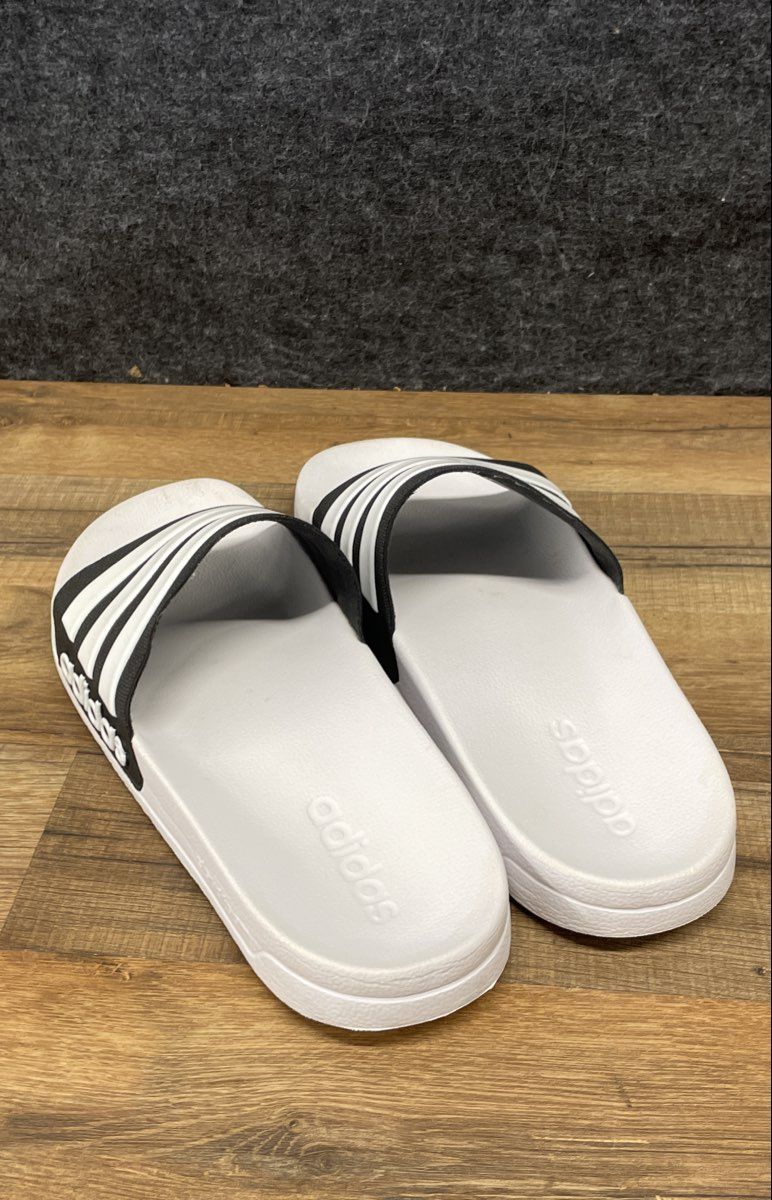 Adidas Adilette Shower Cloudfoam White Black Slides Sandals Men's Size 10