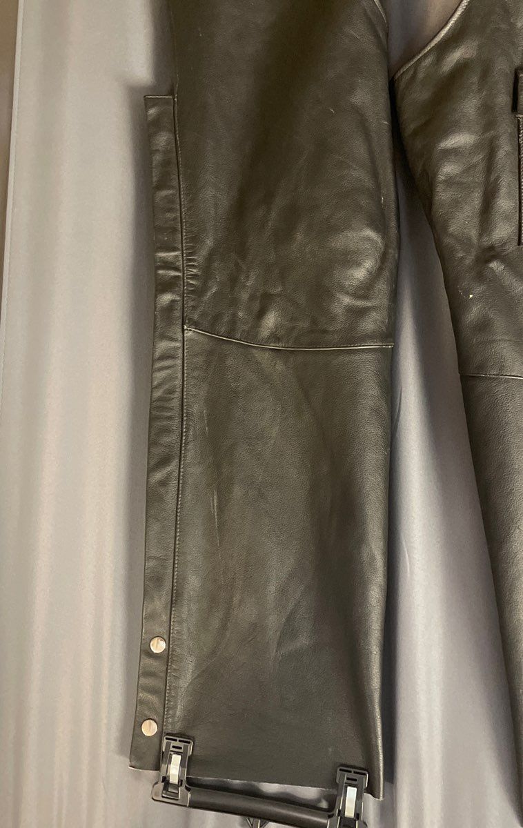 Excelled Men's Black Leather Motorcycle Chaps Sz 44