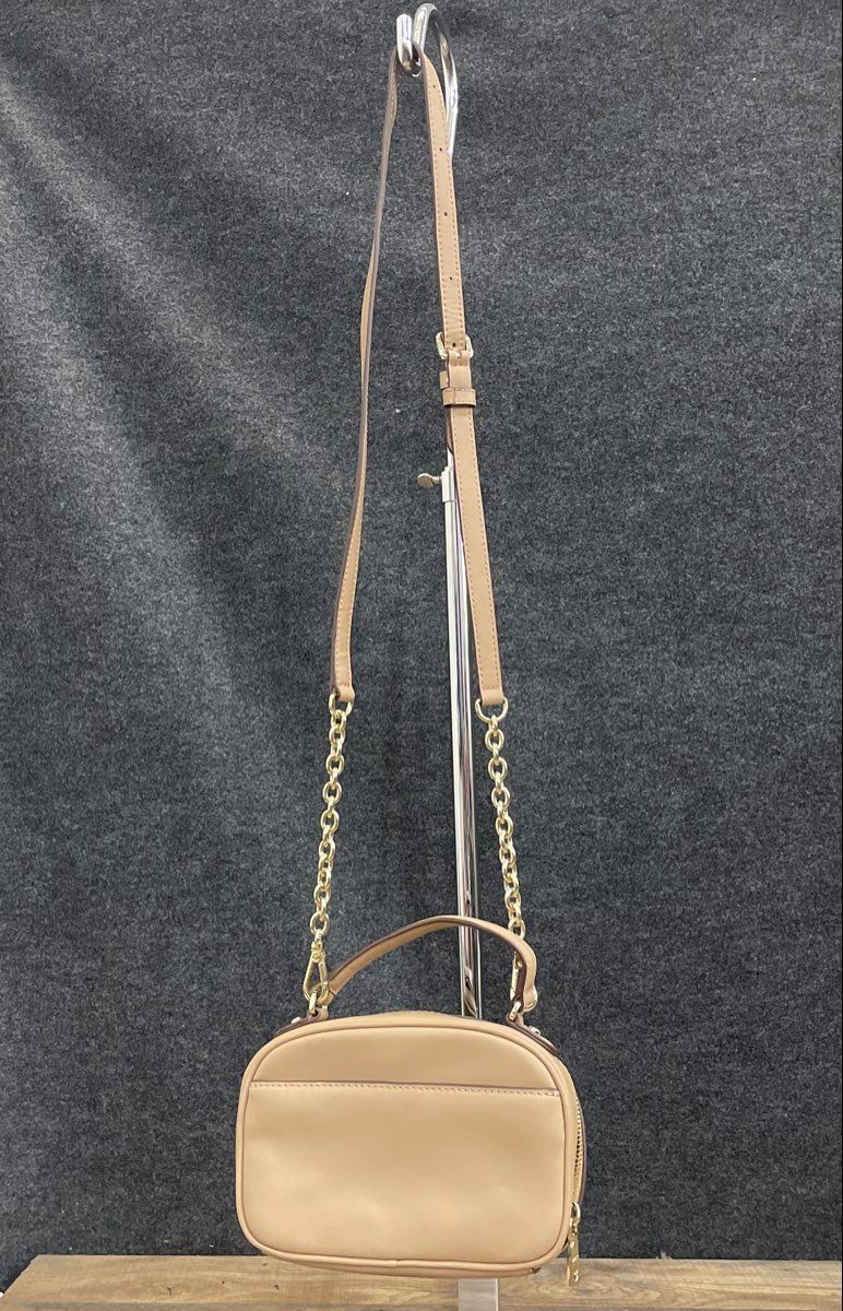 DKNY Pink Leather Crossbody Satchel Bag Gold Hardware Tassel Charm