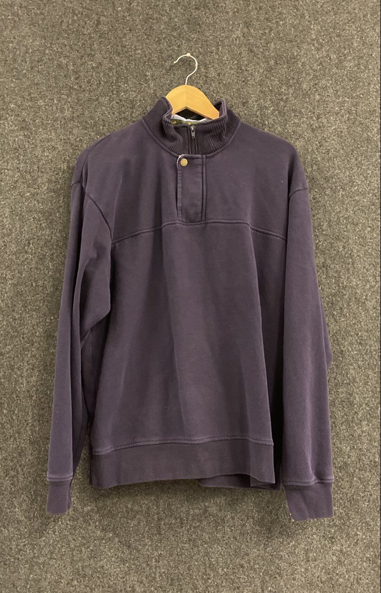 Orvis Men's Signature Sweatshirt Navy Blue Quarter Zip Fleece Pullover Sz L