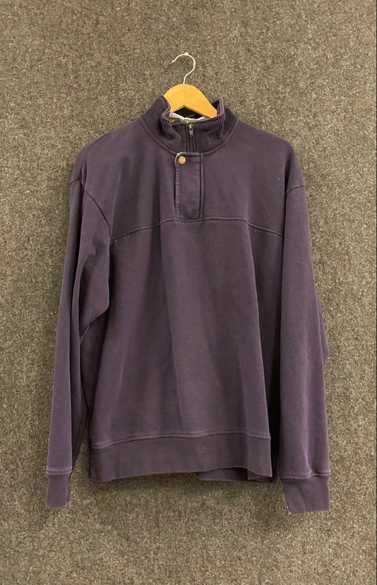 Orvis Men's Signature Sweatshirt Navy Blue Quarter Zip Fleece Pullover Sz L