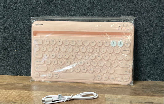 Jelly Comb Compact Wireless Bluetooth Keyboard Pink Multi-Device Rechargeable