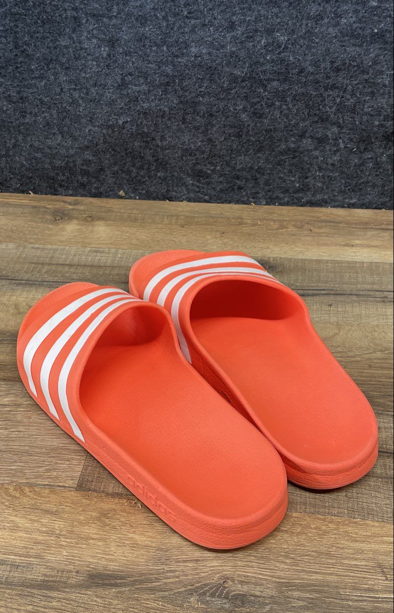 Adidas Adilette Slides Orange White 3-Stripe Sport Sandals Men's Size 9
