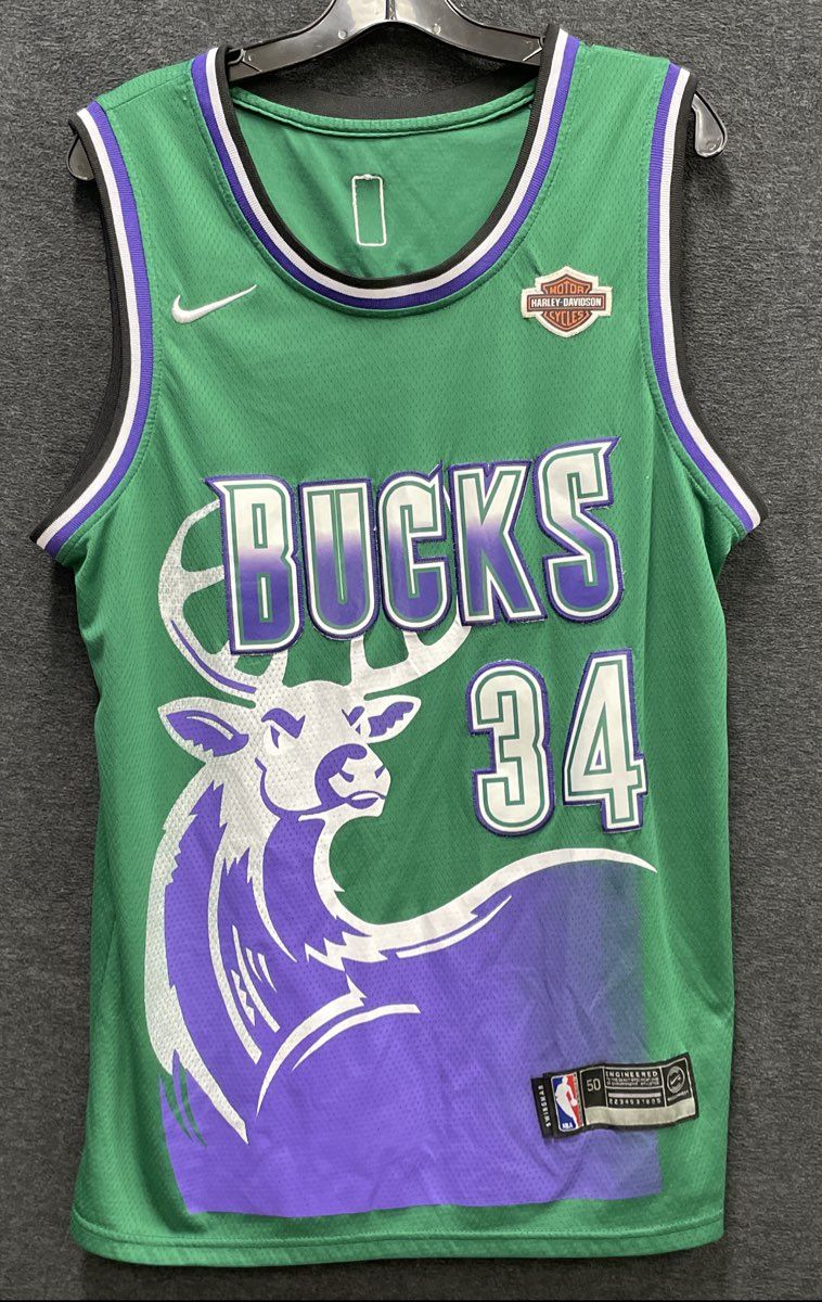 Nike Men's Milwaukee Bucks Giannis Antetokounmpo 34 Earned Edition Jersey Sz 50