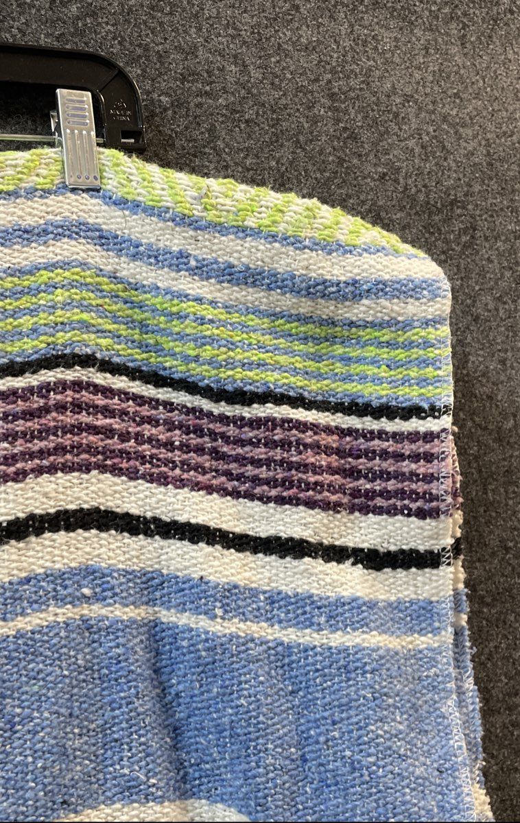 Earth Ragz Mexican Falsa Woven Blanket Striped Blue Green Yoga Beach Throw