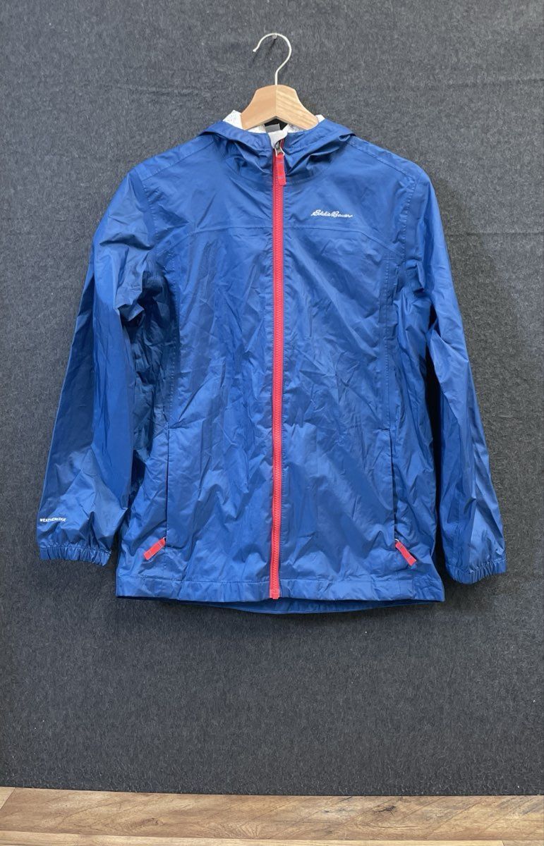 Eddie Bauer Kids Blue WeatherEdge Lightweight Hooded Zip Up Jacket Sz L 12