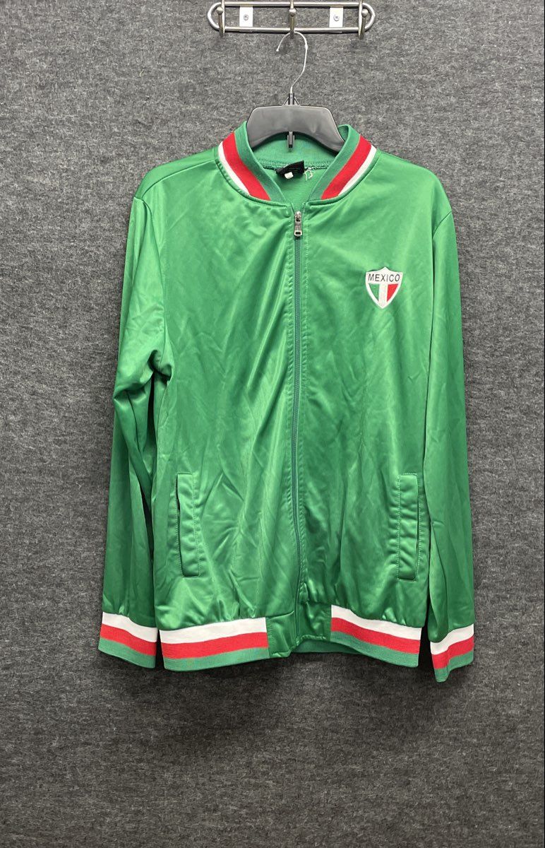Original Deluxe Mexico Track Jacket Green Full Zip Embroidered Men's Size XL