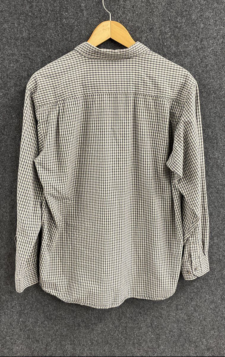 Columbia Men's Long Sleeve Button Up Shirt Gray Navy Gingham Check Cotton Sz L
