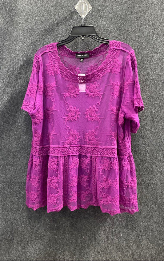 Lane Bryant Women's Purple Floral Embroidered Mesh Peplum Top NWT Sz 18/20