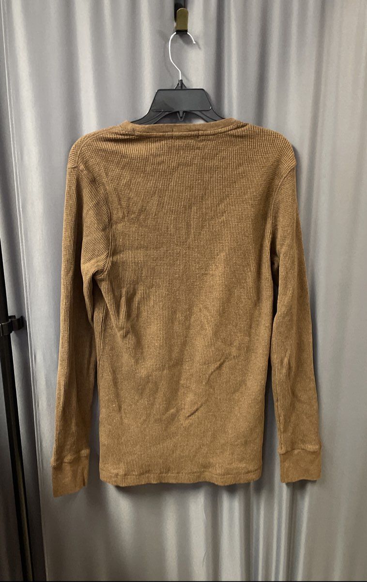 Polo Ralph Lauren Men's Brown Custom Slim Fit Waffle Knit Shirt Pony Logo Sz L