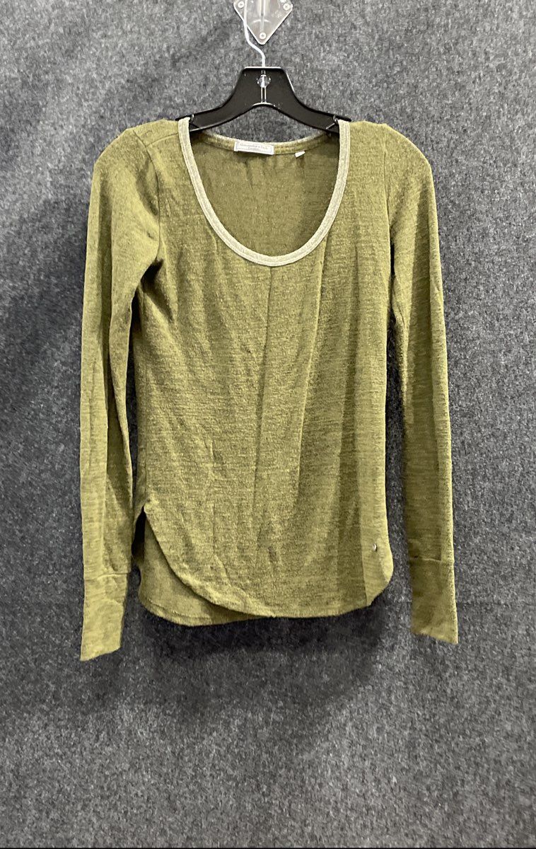 Abercrombie & Fitch Women's Green Essentials Long Sleeve Scoop Neck Top Sz XS