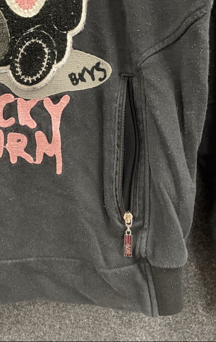 BKYS Men's Black Lucky Charm Voodoo Bunny Chenille Patch Sweatshirt Size M