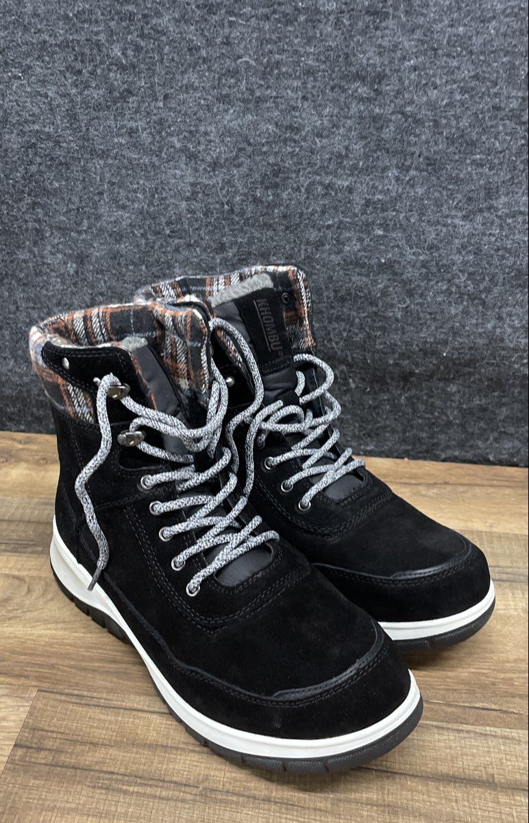 Khombu Sterling Black Suede Water Resistant Winter Boots Women's Size 11 New
