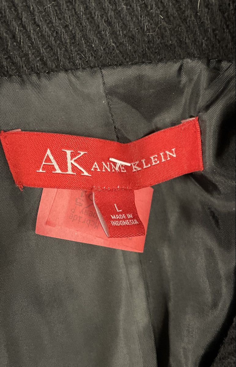 AK Anne Klein Women's Black Toggle Blazer Jacket Textured Wool Blend Size Large