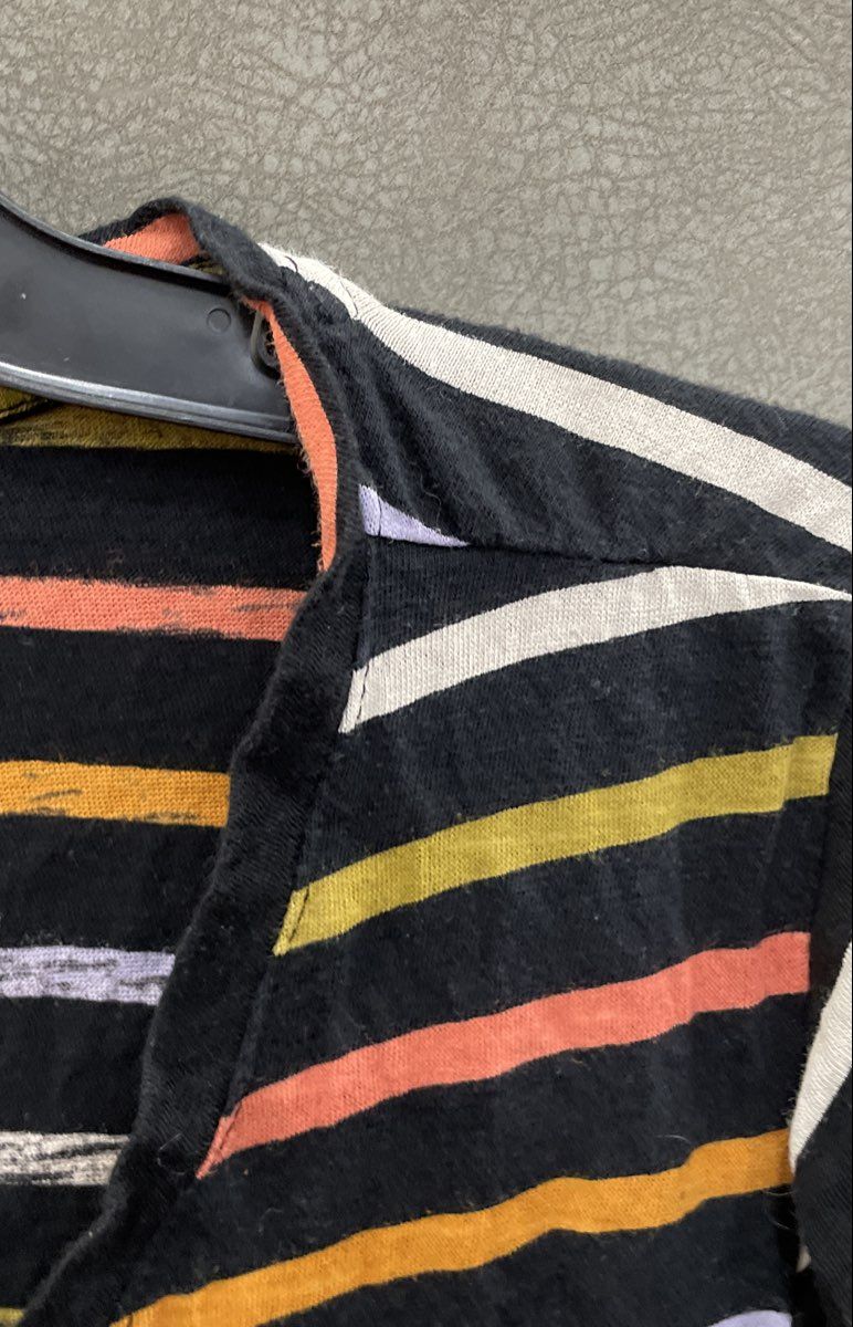 Sonoma Women's The Everyday Tee Black Multicolor Striped V-Neck Shirt XXL