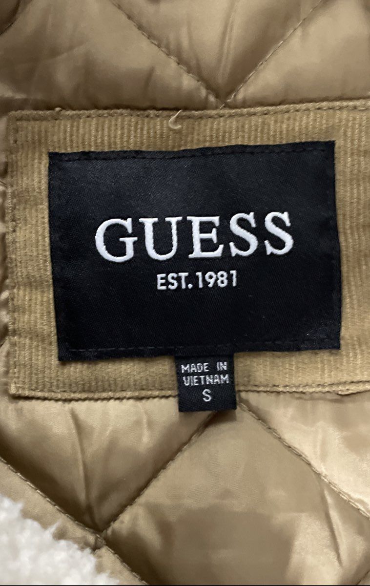 Guess Women's Sherpa Lined Tan Corduroy Trucker Jacket Sz S