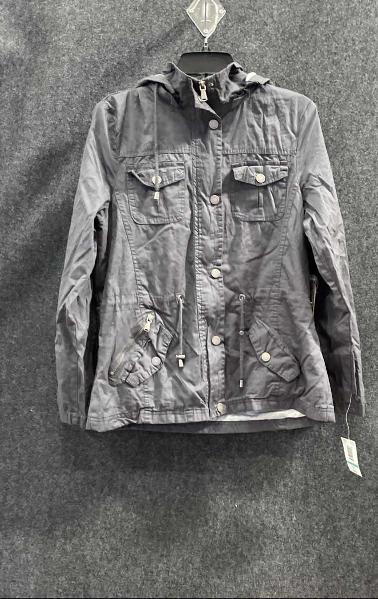YMI Collection Women's Charcoal Essential Topper Hooded Utility Jacket NWT Sz L