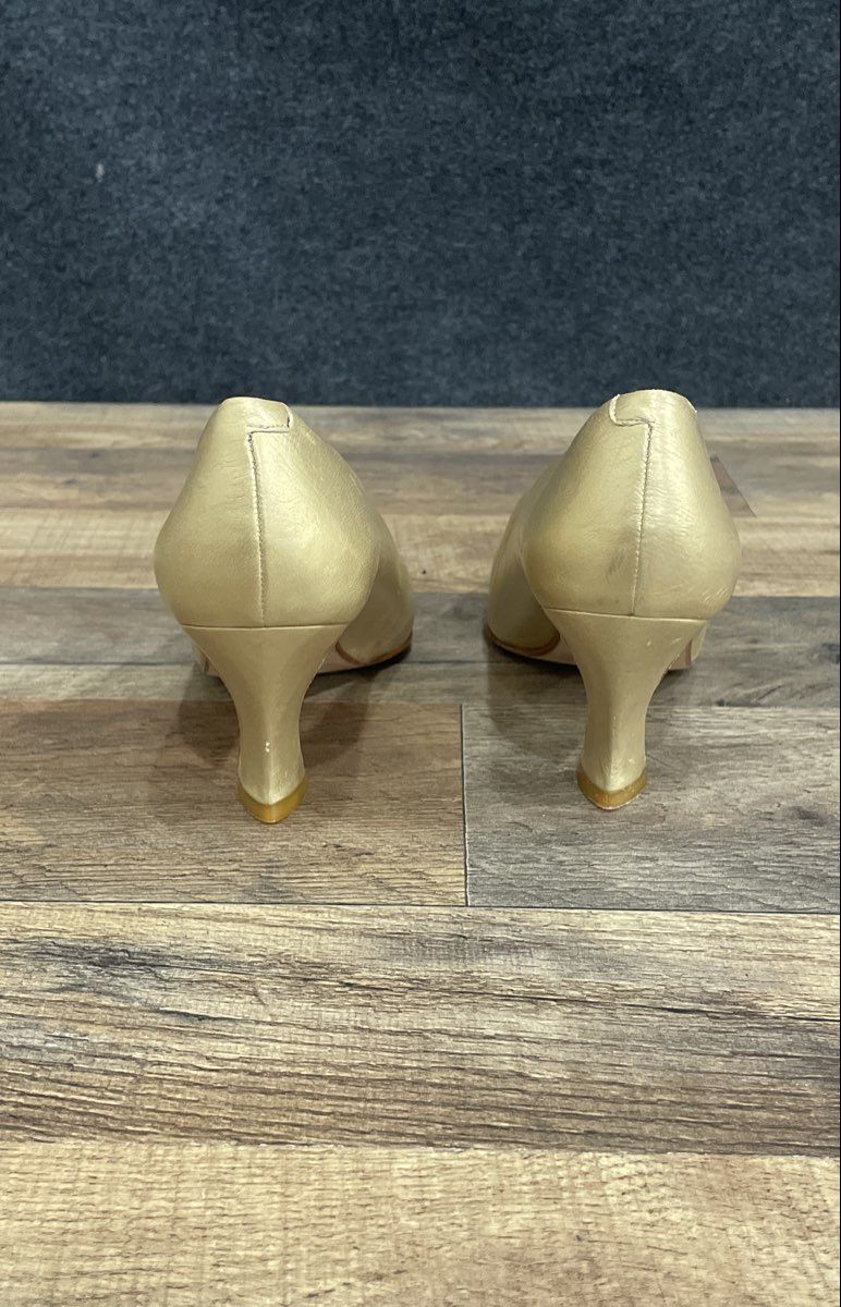 Via Spiga Metallic Gold Leather Pointed Toe Pumps Made in Italy Size 5B
