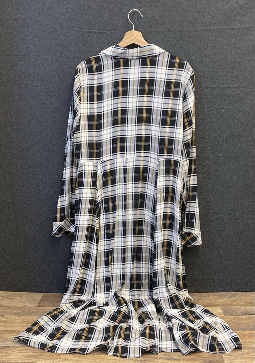 Torrid Women's Black White Yellow Plaid Challis Kimono Duster Sz 2X NWT