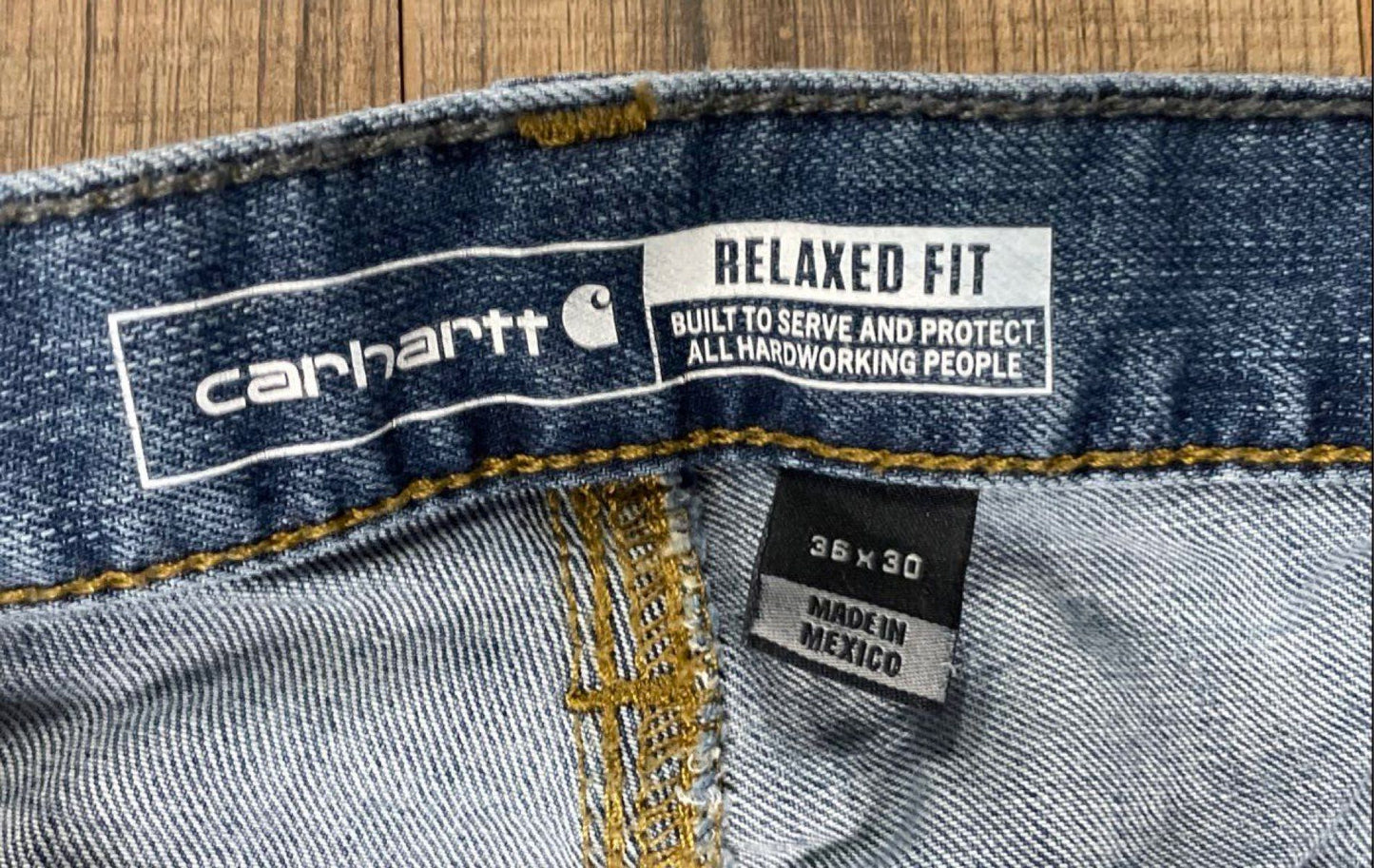 Carhartt Men's BD2804-M Relaxed Fit Straight Leg Blue Denim Jeans Sz 36x30