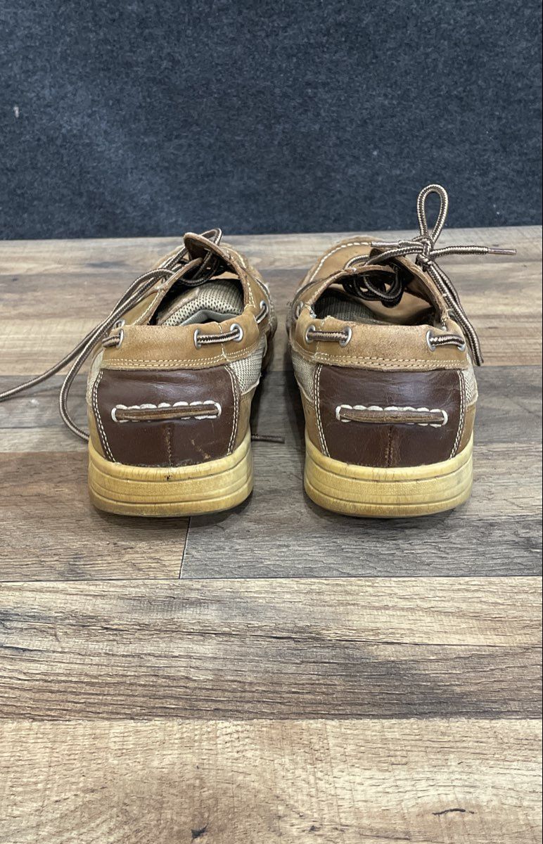 Chaps Brown Leather Mesh Two-Tone Boat Shoe Loafers Men's Size 13M