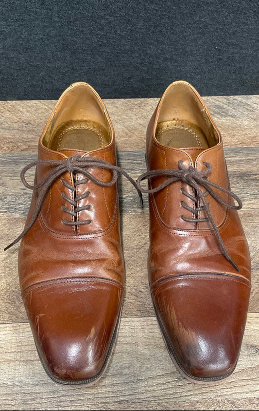 Florsheim Men's Cognac Tan Leather Cap Toe Oxford Dress Shoes Size 10