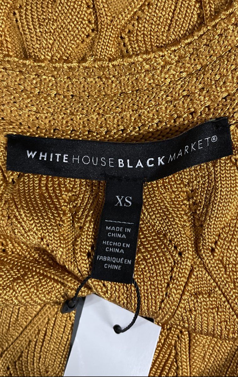 White House Black Market Women's Honey Citrine Mixed Stitch Tank Top Sz XS NWT